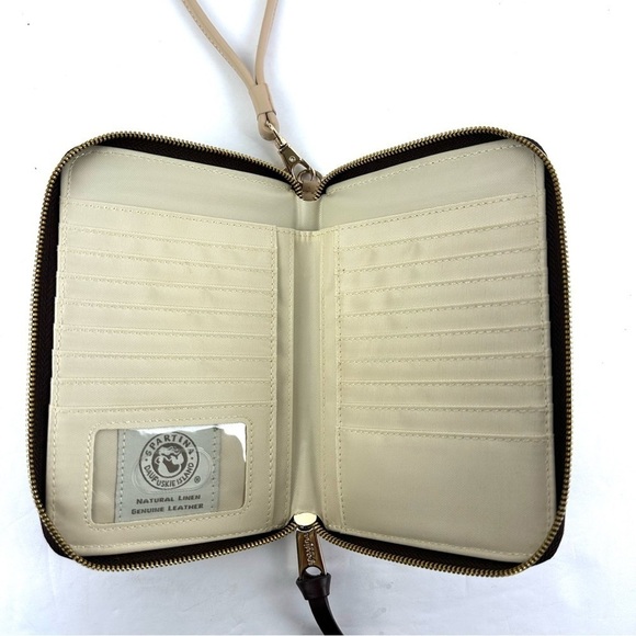 Spartina 449 Wymberly Wallet Wristlet Linen Leather Plaid Zip Clutch Brand NEW - Picture 5 of 10